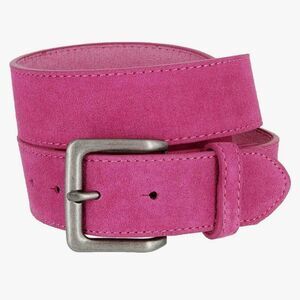 🔸️NWOT Fuchsia Genuine Suede Leather Belt w/Detachable Antiqued Buckle Small